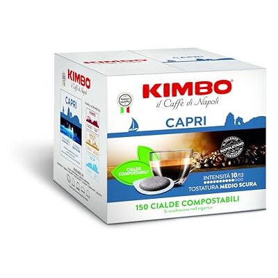 Kimbo , Capri, Le Meraviglie del Gusto, 150 Cialde Caffè Compostabili, Gusto Intenso, Intensità 10/13, Tostatura Medio-Scura, 1 Pack da 150 Cialde Kimbo , Capri, Le Meraviglie del Gusto, 150 Cialde Caffè Compostabili, Gusto Intenso, Intensità 10/13, Tostatura Medio-Scura, 1 Pack da 150 Cialde