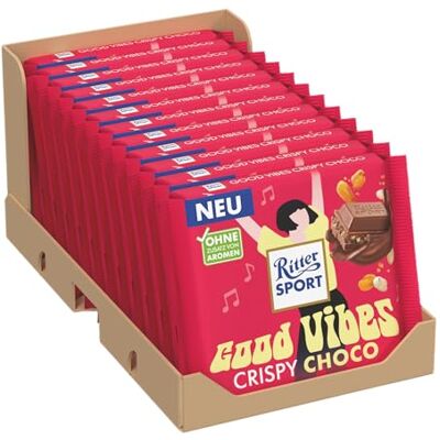 Ritter Sport CRISPY CHOCO, Tavoletta di Cioccolato al Latte Ripieno con Crema al Cacao, Mais Tostato e Fiocchi di Riso, Cacao 100% Certificato Sostenibile, 12 Pezzi da 100 g Ritter Sport CRISPY CHOCO, Tavoletta di Cioccolato al Latte Ripieno con Crema al Cacao, Mais Tostato e Fiocchi di Riso, Cacao 100% Certificato Sostenibile, 12 Pezzi da 100 g