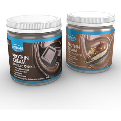 ULTIMATE ITALIA 2 protein cream gusti misti (1 cioccolato fondente + 1 ciocco crunch) Senza Glutine Low Carb 2x250 g ULTIMATE ITALIA 2 protein cream gusti misti (1 cioccolato fondente + 1 ciocco crunch) Senza Glutine Low Carb 2x250 g