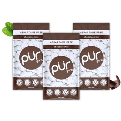 PUR Gum Gomma Da Masticare Senza Zucchero Con Xilitolo Vegana, Senza Aspartame e Senza Glutine Gomma Naturale Al Sapore Di Chocolate Mint, 55 Pezzi (Confezione da 3) PUR Gum Gomma Da Masticare Senza Zucchero Con Xilitolo Vegana, Senza Aspartame e Senza Glutine Gomma Naturale Al Sapore Di Chocolate Mint, 55 Pezzi (Confezione da 3)