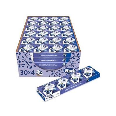 Hero Poker Confettura di Mirtilli, 30 confezioni da 100 g (4 monodosi x 25 g), marmellata e confettura extra, frutta di alta qualità, senza conservanti e senza coloranti Hero Poker Confettura di Mirtilli, 30 confezioni da 100 g (4 monodosi x 25 g), marmellata e confettura extra, frutta di alta qualità, senza conservanti e senza coloranti