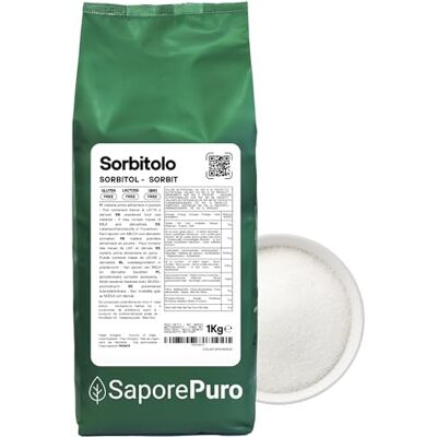 SaporePuro Sorbitolo in Polvere 1 kg Dolcificante Ideale per Gelati, Sorbetti, Cioccolato, Prodotti da forno e biscotti Sostituto dello zucchero Senza Glutine Basso indice glicemico SaporePuro Sorbitolo in Polvere 1 kg Dolcificante Ideale per Gelati, Sorbetti, Cioccolato, Prodotti da forno e biscotti Sostituto dello zucchero Senza Glutine Basso indice glicemico