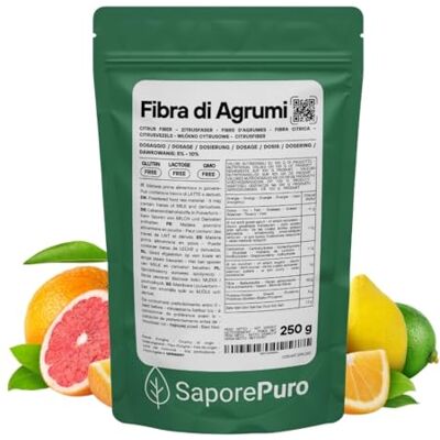 SaporePuro Fibra di Agrumi 250 g Fibra alimentare Addensante, Emulsionante e stabilizzante naturale Ideale per Gelati, Salse, Formaggi, Topping, Prodotti da forno Senza Glutine SaporePuro Fibra di Agrumi 250 g Fibra alimentare Addensante, Emulsionante e stabilizzante naturale Ideale per Gelati, Salse, Formaggi, Topping, Prodotti da forno Senza Glutine