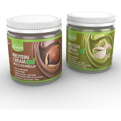 ULTIMATE ITALIA 2 protein cream gusti misti (1 veg nocciolinella + 1 veg pistacchio) senza glutine low carb 2x250g ULTIMATE ITALIA 2 protein cream gusti misti (1 veg nocciolinella + 1 veg pistacchio) senza glutine low carb 2x250g