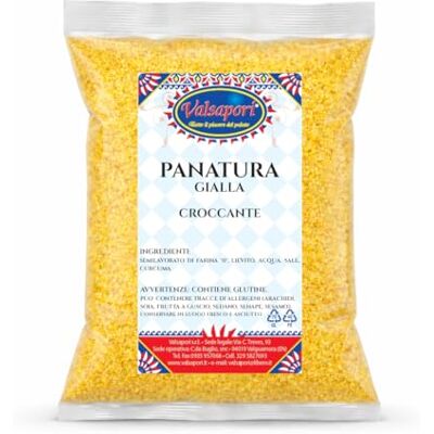 HOME LINE Panatura Gialla alla Curcuma, per pesce e verdure, 500 g Semilavorato di farina tipo 0 con curcuma, lievito e sale, per una miscela semplice dal caratteristico colore giallo. HOME LINE Panatura Gialla alla Curcuma, per pesce e verdure, 500 g Semilavorato di farina tipo 0 con curcuma, lievito e sale, per una miscela semplice dal caratteristico colore giallo.