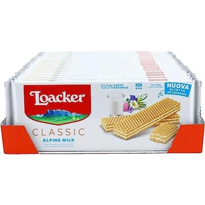 Loacker Classic Milk, Wafer Classico con 3 Strati di Cialde Farcite con Crema al Latte, per Merenda e Snack, Formato Famiglia con 18 Confezioni, 3150g Loacker Classic Milk, Wafer Classico con 3 Strati di Cialde Farcite con Crema al Latte, per Merenda e Snack, Formato Famiglia con 18 Confezioni, 3150g