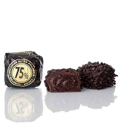Venchi Chocaviar Extra Fondente 75% g 500 Cioccolatini con una conchiglia di cioccolato al latte con ripieno di crema di gianduia e ricoperta di Chocaviar 75% Senza Glutine Venchi Chocaviar Extra Fondente 75% g 500 Cioccolatini con una conchiglia di cioccolato al latte con ripieno di crema di gianduia e ricoperta di Chocaviar 75% Senza Glutine