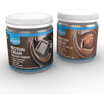 ULTIMATE ITALIA 2 protein cream gusti misti (1 cioccolato fondente + 1 nocciolinella) Senza Glutine Low Carb 2x250 g ULTIMATE ITALIA 2 protein cream gusti misti (1 cioccolato fondente + 1 nocciolinella) Senza Glutine Low Carb 2x250 g