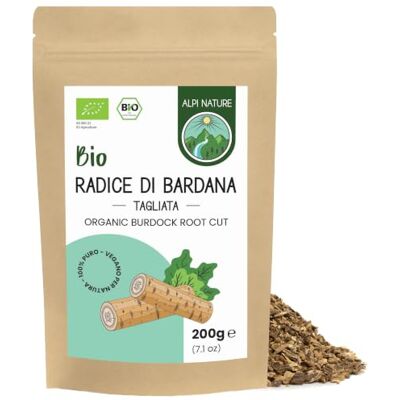 Alpi Nature Radice di Bardana Tisana BIO 200g, Pezzi di Radice di Bardana Essiccati e Tagliati Alpi Nature Radice di Bardana Tisana BIO 200g, Pezzi di Radice di Bardana Essiccati e Tagliati