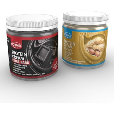 ULTIMATE ITALIA 2 protein cream gusti misti (1 fondente extra dark + 1 arachidi) Senza Glutine Low Carb 2x250g ULTIMATE ITALIA 2 protein cream gusti misti (1 fondente extra dark + 1 arachidi) Senza Glutine Low Carb 2x250g
