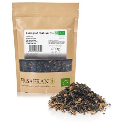 FRISAFRAN O Tè nero Chai granello Bio 200g Antiossidante Energizzante Antinfiammatorio disintossicazione decaffeinato naturale senza additivi tè alle spezie Polvere di tè Chai FRISAFRAN O Tè nero Chai granello Bio 200g Antiossidante Energizzante Antinfiammatorio disintossicazione decaffeinato naturale senza additivi tè alle spezie Polvere di tè Chai