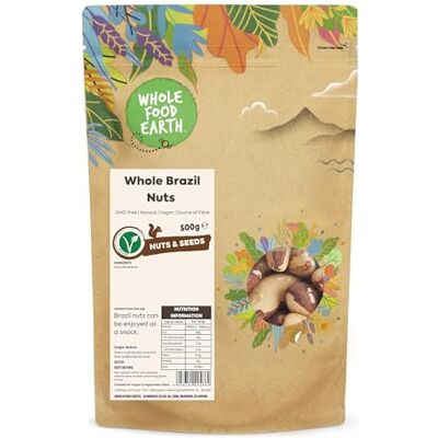 Wholefood Earth Noci del Brasile intere, 500 g, senza OGM, naturali, fonte di fibre Wholefood Earth Noci del Brasile intere, 500 g, senza OGM, naturali, fonte di fibre