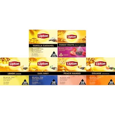 Lipton Discovery Collection Set di Tè Assortiti, 120 Bustine, 6 Gusti Vaniglia e Caramello, Arancia, Pesca e Mango, Frutti Rossi, Limone, Earl Grey. Lipton Discovery Collection Set di Tè Assortiti, 120 Bustine, 6 Gusti Vaniglia e Caramello, Arancia, Pesca e Mango, Frutti Rossi, Limone, Earl Grey.