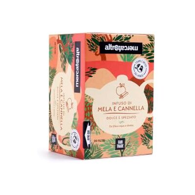 Altromercato Infuso mela e cannella senza caffeina con mela essiccata e cannella dalla Bolivia Una coccola calda dal profumo dolce e speziato 20 bustine, 50 g Altromercato Infuso mela e cannella senza caffeina con mela essiccata e cannella dalla Bolivia Una coccola calda dal profumo dolce e speziato 20 bustine, 50 g