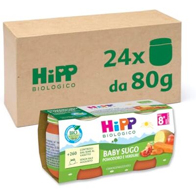 HiPP Baby Sugo Biologico per Bambini, Gusto Pomodoro e Verdure, Senza Aggiunta di Sale e Aromi, 24 Vasetti da 80 g HiPP Baby Sugo Biologico per Bambini, Gusto Pomodoro e Verdure, Senza Aggiunta di Sale e Aromi, 24 Vasetti da 80 g