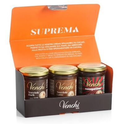 Venchi Kit Degustazione di 3 Creme Spalmabili, Latte e Nocciole, Fondente e Nocciole, Nougatine, 600 gr, con "Nocciola Piemonte IGP", Senza Glutine, Senza Coloranti e Senza Conservanti Venchi Kit Degustazione di 3 Creme Spalmabili, Latte e Nocciole, Fondente e Nocciole, Nougatine, 600 gr, con "Nocciola Piemonte IGP", Senza Glutine, Senza Coloranti e Senza Conservanti