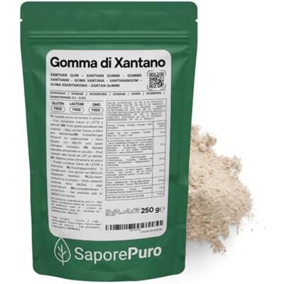 SaporePuro Xantano in polvere 250 gr Ideale per Gelati, salse, topping, Sorbetti, gel, impasti pizza, mixologi, cucina molecolare Puro 100% SaporePuro Xantano in polvere 250 gr Ideale per Gelati, salse, topping, Sorbetti, gel, impasti pizza, mixologi, cucina molecolare Puro 100%