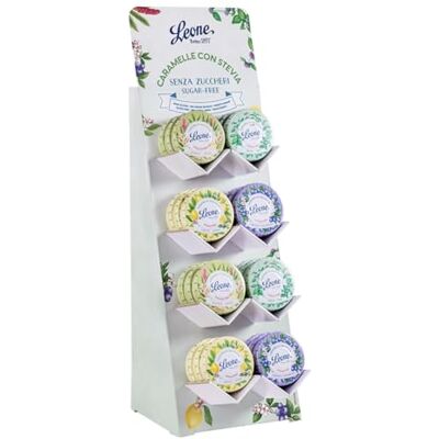 Pastiglie Leone Caramelle Senza Zucchero con LeonSnella Stevia Espositore da 24 Lattine da 30 grammi Vegane Senza Glutine e Prive di Coloranti Artificiali Pastiglie Leone Caramelle Senza Zucchero con LeonSnella Stevia Espositore da 24 Lattine da 30 grammi Vegane Senza Glutine e Prive di Coloranti Artificiali
