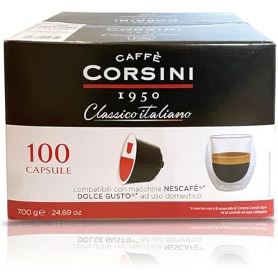 CAFFÈ CORSINI 1950 Caffè Corsini Capsule Caffè Compatibili DolceGusto, Classico Italiano, Gusto Deciso, 100 Capsule CAFFÈ CORSINI 1950 Caffè Corsini Capsule Caffè Compatibili DolceGusto, Classico Italiano, Gusto Deciso, 100 Capsule