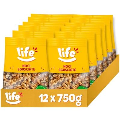 Life Noci Sgusciate Frutta Secca, Snack in Pratico Sacchetto, Vegano 100% Naturale, Formato Convenienza 12 x 750g Life Noci Sgusciate Frutta Secca, Snack in Pratico Sacchetto, Vegano 100% Naturale, Formato Convenienza 12 x 750g