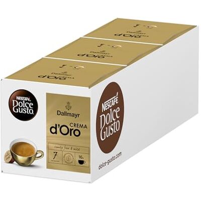 Nescafé Dolce Gusto DALLMAYR Crema d'Oro Capsule di caffè, confezione da 3 (3 x 16 porzioni) Nescafé Dolce Gusto DALLMAYR Crema d'Oro Capsule di caffè, confezione da 3 (3 x 16 porzioni)