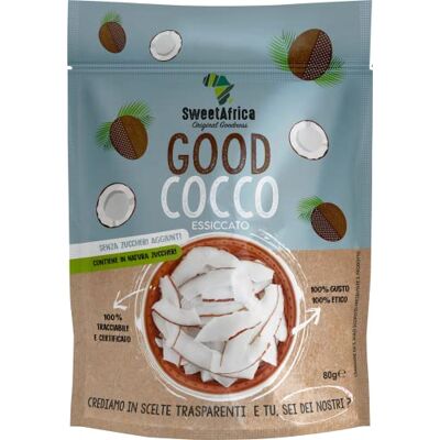 SweetAfrica Original Goodness SweetAfrica Good Cocco Cocco essiccato a fette, senza zuccheri aggiunti, snack alla frutta essiccata 80g x 6pz SweetAfrica Original Goodness SweetAfrica Good Cocco Cocco essiccato a fette, senza zuccheri aggiunti, snack alla frutta essiccata 80g x 6pz