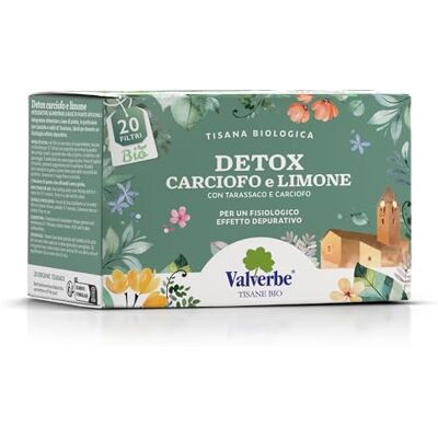 VALVERBE Detox Carciofo e Limone Biologico 20 Filtri Pacco da 6-180 g VALVERBE Detox Carciofo e Limone Biologico 20 Filtri Pacco da 6-180 g