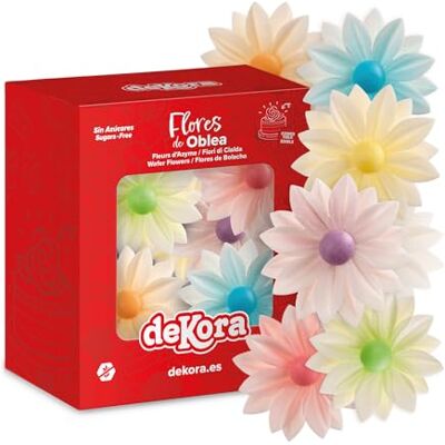 dekora – Fiori commestibili per torte – 15 margherite in cialda, 7 cm – Senza zucchero, glutine e lattosio – Decorazioni commestibili per Cupcake, Matrimonio, Compleanno, Battesimo dekora – Fiori commestibili per torte – 15 margherite in cialda, 7 cm – Senza zucchero, glutine e lattosio – Decorazioni commestibili per Cupcake, Matrimonio, Compleanno, Battesimo