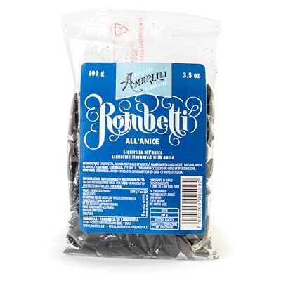 AMARELLI Rombetti all’Anice 100g – Liquirizia Pura Artigianale Italiana, Gusto Intenso e Speziato, Senza Zucchero, Confezione Tascabile AMARELLI Rombetti all’Anice 100g – Liquirizia Pura Artigianale Italiana, Gusto Intenso e Speziato, Senza Zucchero, Confezione Tascabile