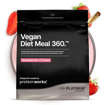 THE PROTEIN WORKS Protein Works Vegan Diet Meal 360 Platinum, Panna e Fragole, 2kg THE PROTEIN WORKS Protein Works Vegan Diet Meal 360 Platinum, Panna e Fragole, 2kg