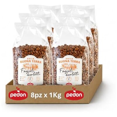 Pedon Dalla Buona Terra, Fagioli Borlotti Secchi 1 kg x 8, Legumi Ricchi di Proteine e Fibre, Ideali per Contorni, Zuppe e Burger Pedon Dalla Buona Terra, Fagioli Borlotti Secchi 1 kg x 8, Legumi Ricchi di Proteine e Fibre, Ideali per Contorni, Zuppe e Burger