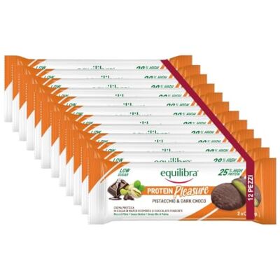 Equilibra Alimenti Proteici, Protein Pleasure Pistacchio & Dark Choco, Cialda con Crema Proteica Ricoperta di Cioccolato, Low Sugar, High Protein, Senza Glutine e Olio di Palma, 12 Confezioni da 34 g Equilibra Alimenti Proteici, Protein Pleasure Pistacchio & Dark Choco, Cialda con Crema Proteica Ricoperta di Cioccolato, Low Sugar, High Protein, Senza Glutine e Olio di Palma, 12 Confezioni da 34 g