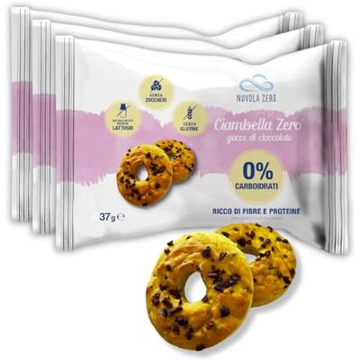 Nuvolazero Nuvola Zero Ciambella Zero, Snack Proteici Senza Zucchero, Dolci Senza Glutine e Lattosio, Zero Carboidrati, Con Gocce di Cioccolato, Confezione da 3pz. Made in Italy. Nuvolazero Nuvola Zero Ciambella Zero, Snack Proteici Senza Zucchero, Dolci Senza Glutine e Lattosio, Zero Carboidrati, Con Gocce di Cioccolato, Confezione da 3pz. Made in Italy.