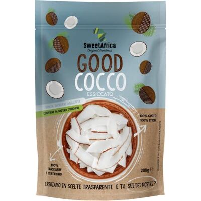 SweetAfrica Original Goodness SweetAfrica Good Cocco Cocco essiccato a fette, senza zuccheri aggiunti, snack alla frutta essiccata 200g x 6pz SweetAfrica Original Goodness SweetAfrica Good Cocco Cocco essiccato a fette, senza zuccheri aggiunti, snack alla frutta essiccata 200g x 6pz