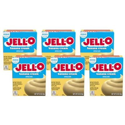 Jell-O Sugar-Free Instant Pudding and Pie Filling, Banana Cream, 0.9-Ounce Boxes (Pack of 6) Jell-O Sugar-Free Instant Pudding and Pie Filling, Banana Cream, 0.9-Ounce Boxes (Pack of 6)