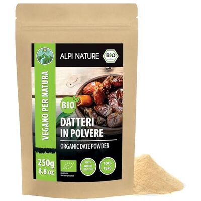 Alpi Nature Zucchero di Datteri BIO 250g, Datteri Biologici Macinati, Sostituto dello Zucchero Alpi Nature Zucchero di Datteri BIO 250g, Datteri Biologici Macinati, Sostituto dello Zucchero