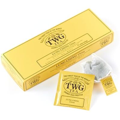 TWG Tea Lung Ching Tè Verde Infuso Aromatico di Giada 15 Bustine di Tè in Cotone Cucite a Mano Set Regalo TWG Tea Lung Ching Tè Verde Infuso Aromatico di Giada 15 Bustine di Tè in Cotone Cucite a Mano Set Regalo