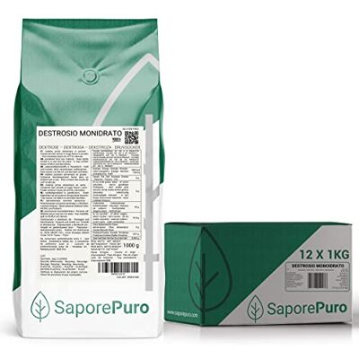 SaporePuro Destrosio monoidrato 12 pezzi da 1 kg Ideale per Dolci, Gelati e Sorbetti SaporePuro Destrosio monoidrato 12 pezzi da 1 kg Ideale per Dolci, Gelati e Sorbetti