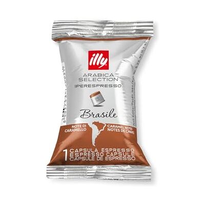 illy , Capsule Iperespresso Arabica Selection Brasile, 100 Capsule Totali 100% Arabica con Note di Caramello e Frutta Secca, Gusto Intenso illy , Capsule Iperespresso Arabica Selection Brasile, 100 Capsule Totali 100% Arabica con Note di Caramello e Frutta Secca, Gusto Intenso