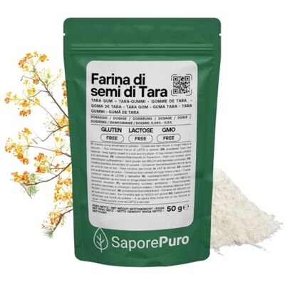 SaporePuro FARINA DI SEMI DI TARA 50 gr Ideale per Gelati e Sorbetti Pura 100% Gomma di Tara SaporePuro FARINA DI SEMI DI TARA 50 gr Ideale per Gelati e Sorbetti Pura 100% Gomma di Tara