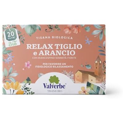 VALVERBE Tisane Relax Tiglio e Arancio Biologico 20 Filtri Pacco da 6 120 g VALVERBE Tisane Relax Tiglio e Arancio Biologico 20 Filtri Pacco da 6 120 g