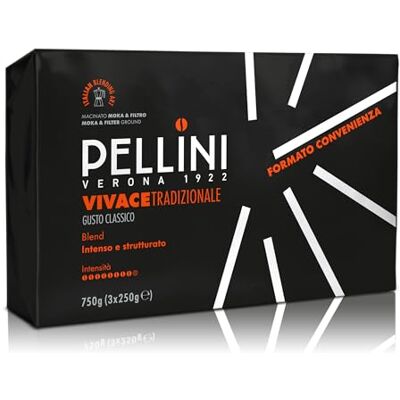 Pellini N.42 Tradizionale, Caffè Macinato per Moka dal Gusto Vigoroso e Intenso, Miscele Arabica e Robusta a Tostatura Decisa, 3 Confezioni da 250g Pellini N.42 Tradizionale, Caffè Macinato per Moka dal Gusto Vigoroso e Intenso, Miscele Arabica e Robusta a Tostatura Decisa, 3 Confezioni da 250g