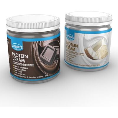 ULTIMATE ITALIA 2 protein cream gusti misti (1 cioccolato fondente + 1 cioccolato bianco e cocco) Senza Glutine Low Carb 2x250 g ULTIMATE ITALIA 2 protein cream gusti misti (1 cioccolato fondente + 1 cioccolato bianco e cocco) Senza Glutine Low Carb 2x250 g