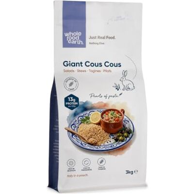 Wholefood Earth Couscous gigante, 3 kg, senza OGM, naturale, fonte di fibre Wholefood Earth Couscous gigante, 3 kg, senza OGM, naturale, fonte di fibre