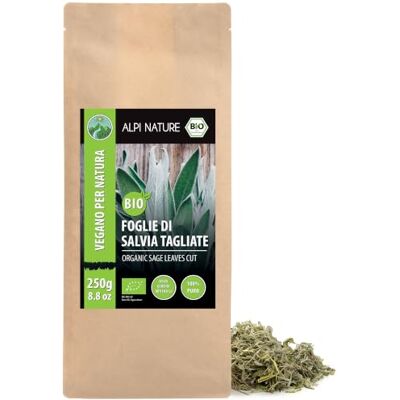 Alpi Nature Salvia Tisana BIO 250g, Foglie di Salvia Essiccate e Tagliate per la Preparazione di Tè Alpi Nature Salvia Tisana BIO 250g, Foglie di Salvia Essiccate e Tagliate per la Preparazione di Tè