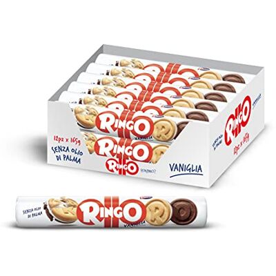 Pavesi Snack Ringo Vaniglia, 12 Pack da 165 g, Biscotti Farciti con Crema al Gusto Vaniglia, Snack per Merenda o Pausa Studio, Formato Tubo Pavesi Snack Ringo Vaniglia, 12 Pack da 165 g, Biscotti Farciti con Crema al Gusto Vaniglia, Snack per Merenda o Pausa Studio, Formato Tubo