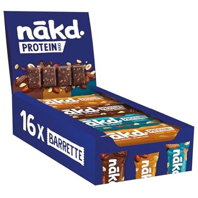 nākd. Protein Confezione Mista Barrette Proteiche 7g di Proteine Vegetali 100% Ingredienti Naturali Senza Zuccheri Aggiunti Vegan 16 x 45g 720g nākd. Protein Confezione Mista Barrette Proteiche 7g di Proteine Vegetali 100% Ingredienti Naturali Senza Zuccheri Aggiunti Vegan 16 x 45g 720g