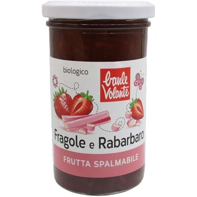 Baule Volante Composta di fragole e rabarbaro biologica Confettura naturale con sciroppo d'agave e succo di mela Gusto fresco ed equilibrato Baule Volante Composta di fragole e rabarbaro biologica Confettura naturale con sciroppo d'agave e succo di mela Gusto fresco ed equilibrato