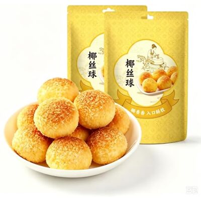 cuguoe Palline Di Cocco Pasticceria Croccante Snack Gommoso 120gx2 Dessert morbido e soffice al forno, al gusto dolce di cocco, for colazione, caffè e tè cuguoe Palline Di Cocco Pasticceria Croccante Snack Gommoso 120gx2 Dessert morbido e soffice al forno, al gusto dolce di cocco, for colazione, caffè e tè
