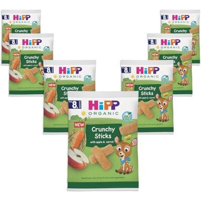 HiPP Crunchy Sticks, Mela & Carota, Baby Snack, 7 Confezioni da 30g, Bambini, Novità, Frutta e Verdura, Gusto Naturale, Ingredienti Semplici e Biologici, dall'8° Mese HiPP Crunchy Sticks, Mela & Carota, Baby Snack, 7 Confezioni da 30g, Bambini, Novità, Frutta e Verdura, Gusto Naturale, Ingredienti Semplici e Biologici, dall'8° Mese